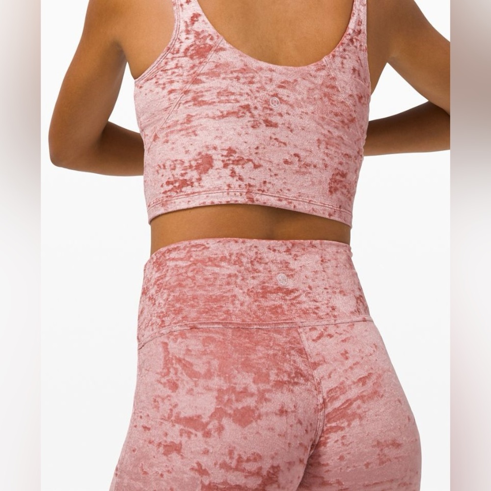 Lululemon Wunder Lounge Pink Crushed Velvet Leggings Womens High Waist 12